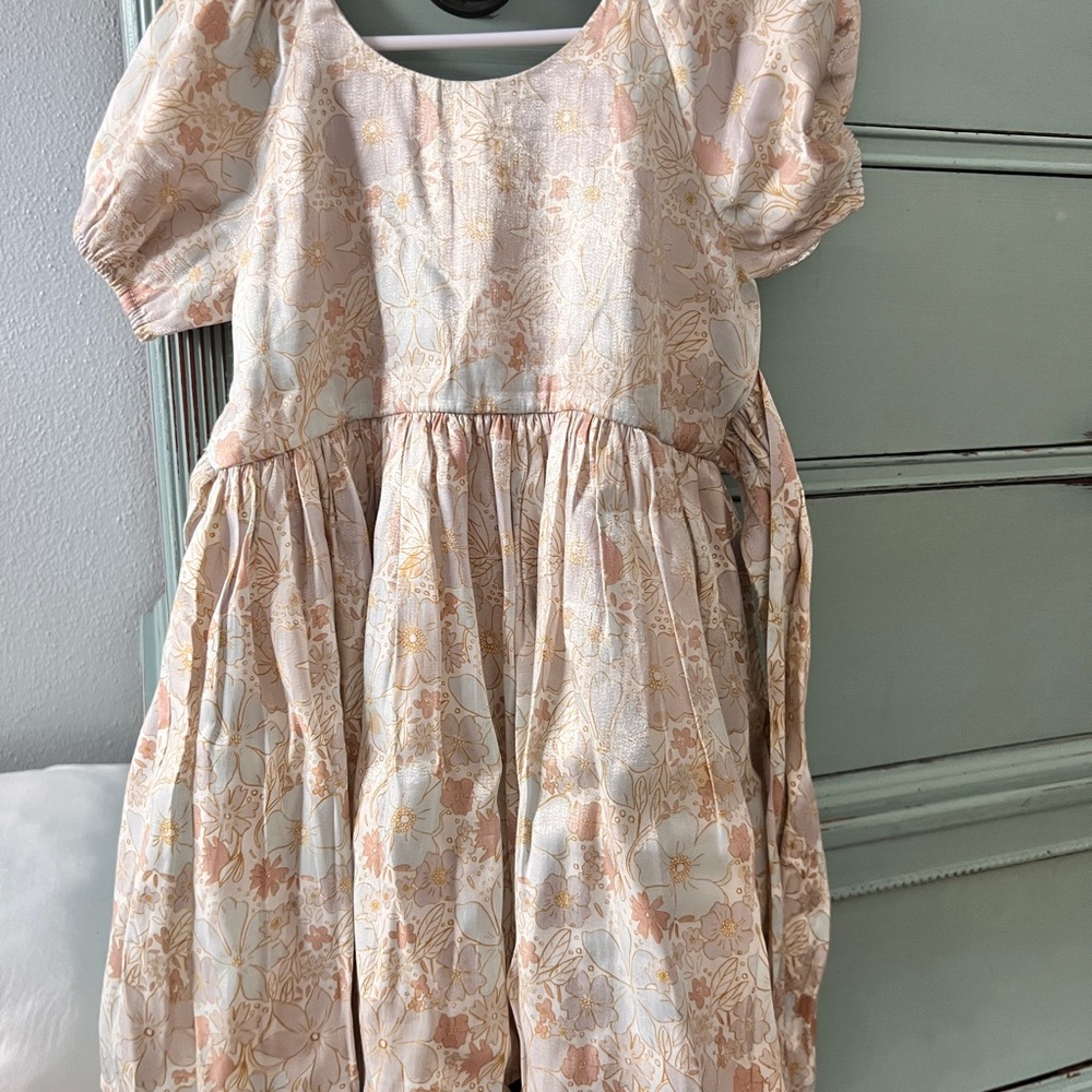 Tan Puff Sleeve Sundress with Scoop Neck Noralee